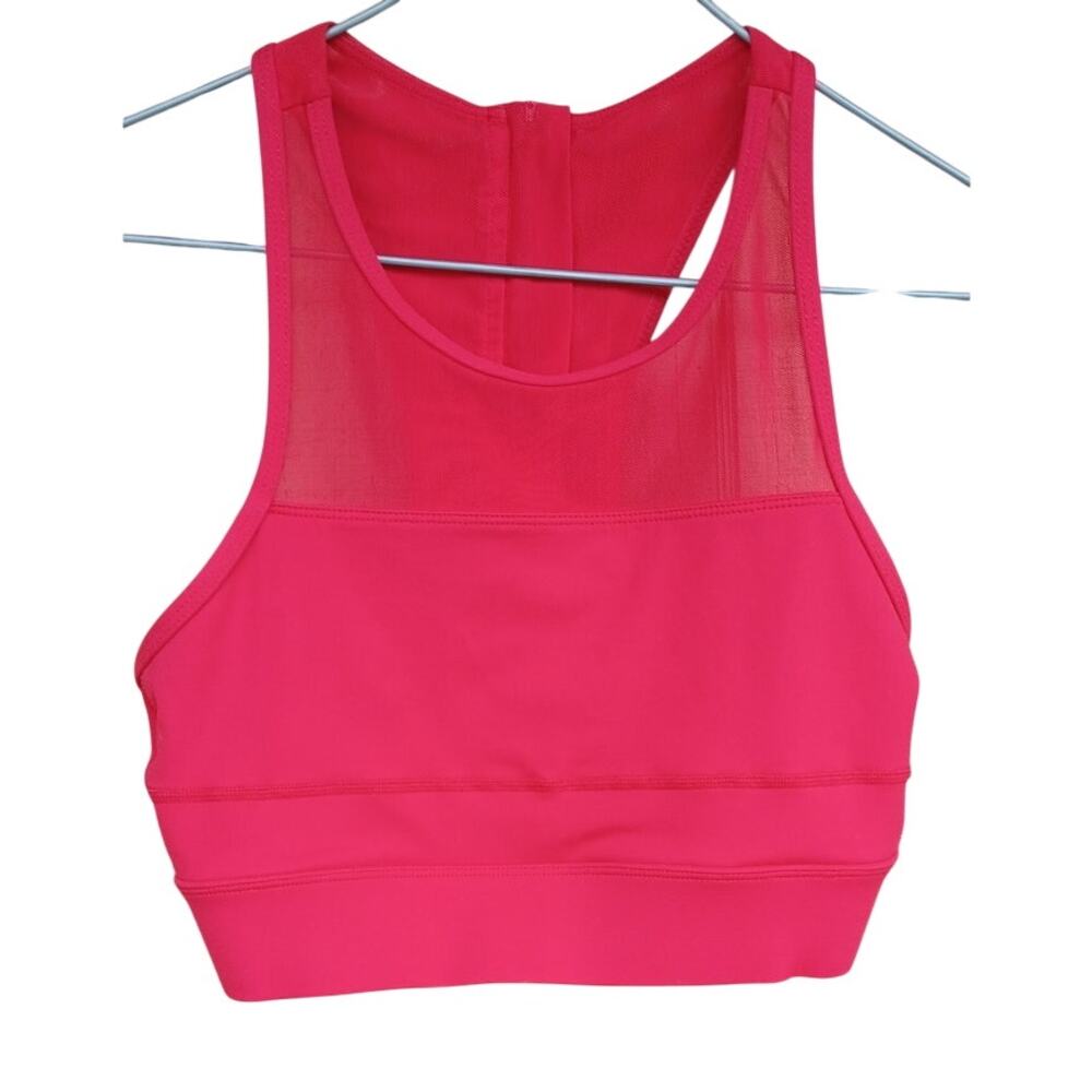 Zyia Active Red High Neck Sports Bra Racerback Mesh Trim Athletic Small - Picture 2 of 6